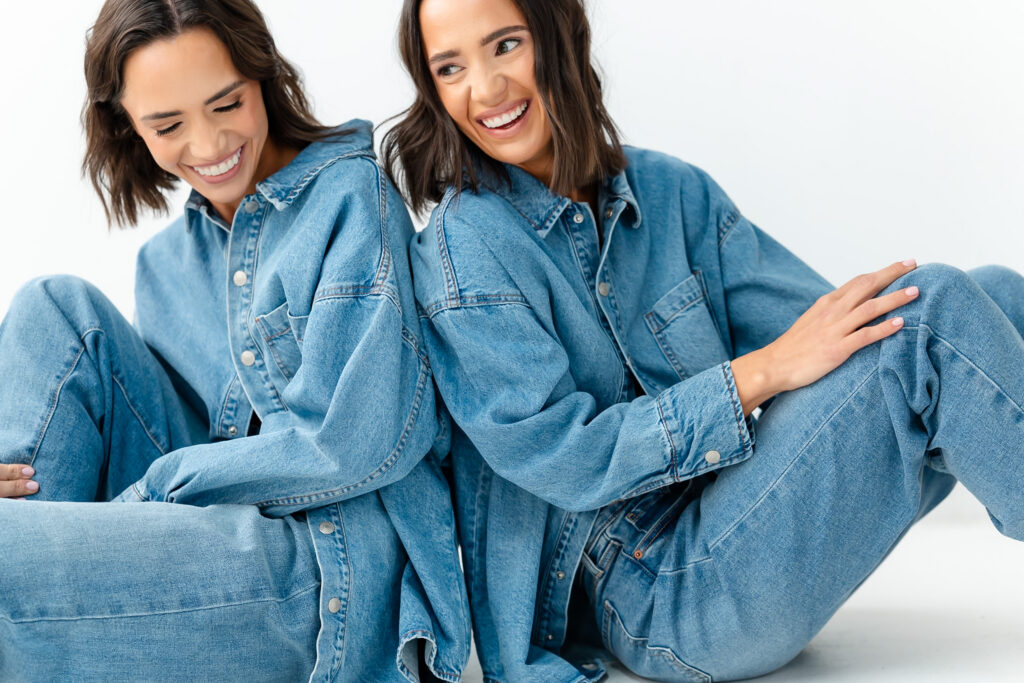 Creative Twin Female Small Business Owners Laughing During Their Brand Shoot With Kelsey Renee Photography in Philadelphia, PA