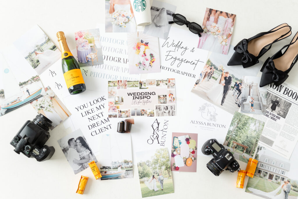 Styled Brand Photo of marketing elements for a PA wedding Photographer